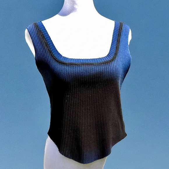 Cotton Citizen Women’s Blue Ombre Square Neckline Sleeveless Crop Top Size L… - Picture 1 of 12